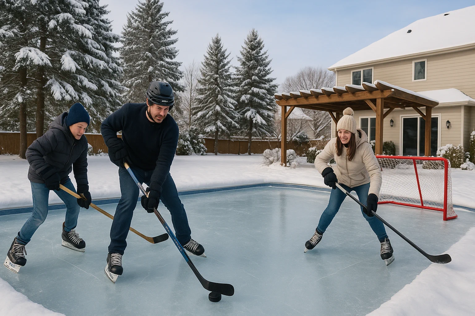 Frozen fiberglass pool in winter — ice-ready San Juan pool