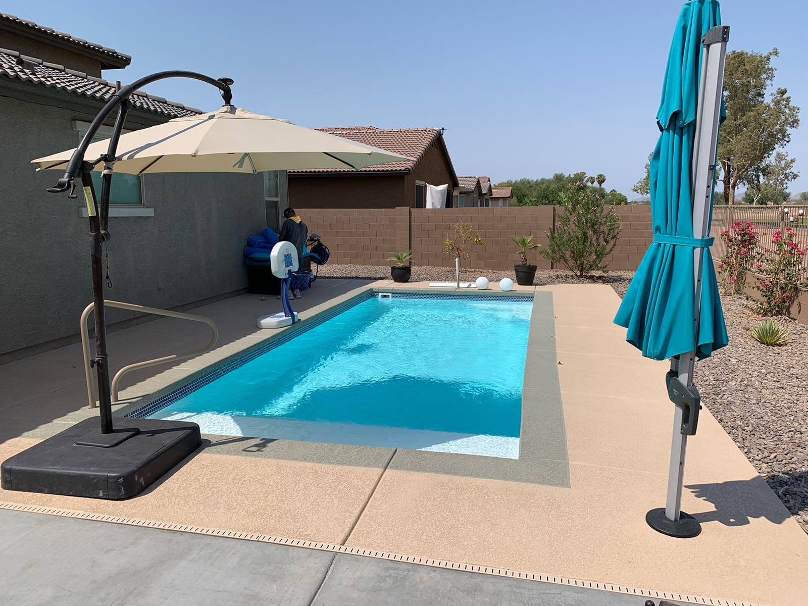 White fiberglass pool