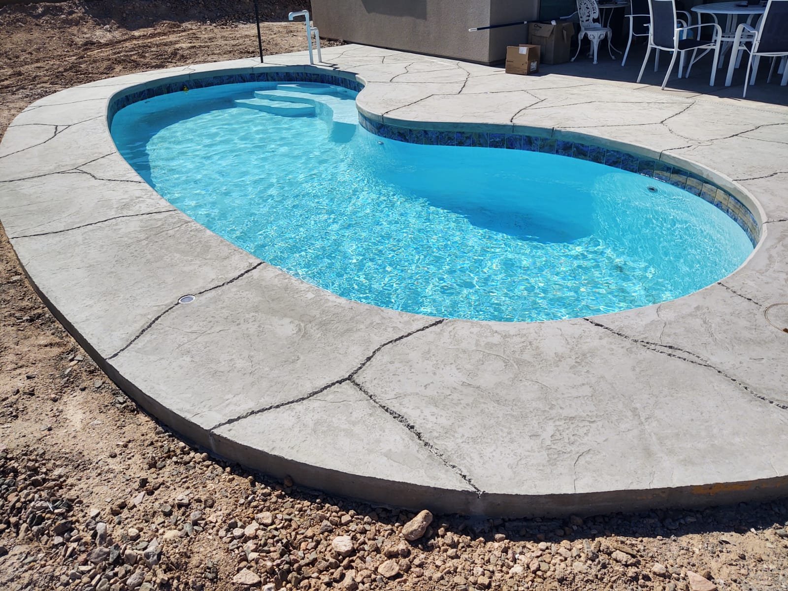 White fiberglass pool