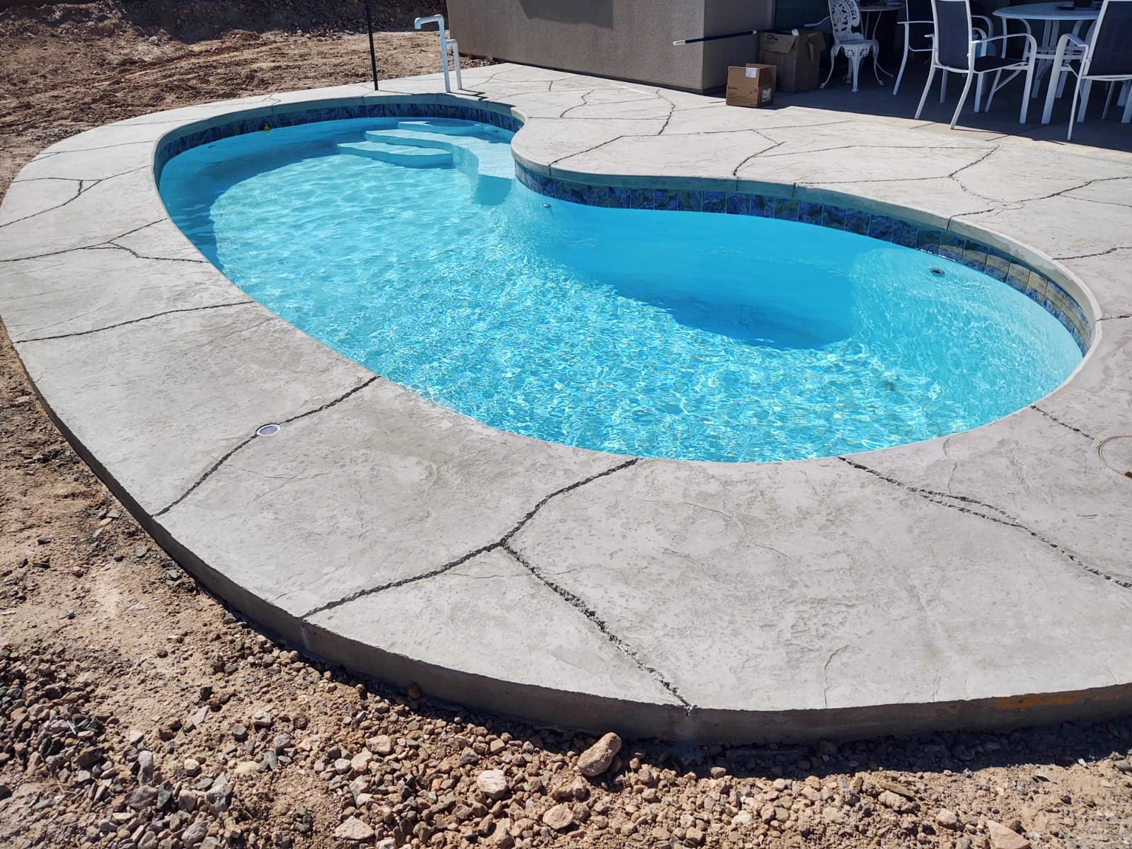 White fiberglass pool